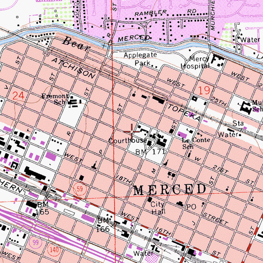 Topographic Map of Merced Museum, CA