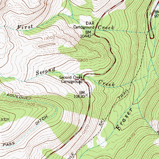 Topographic Map of Second Creek Campground, CO