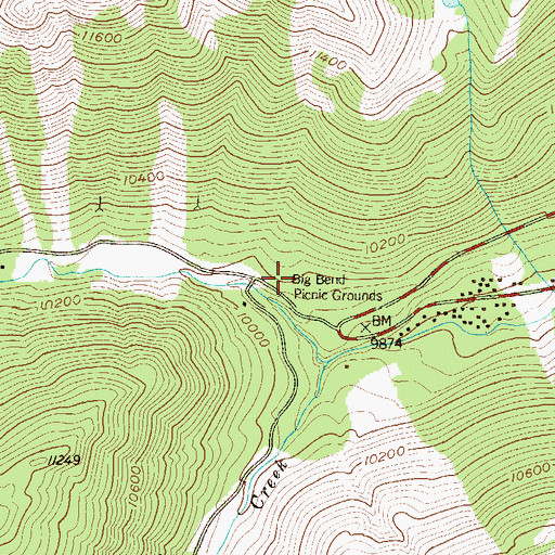 Topographic Map of Big Bend Picnic Grounds, CO