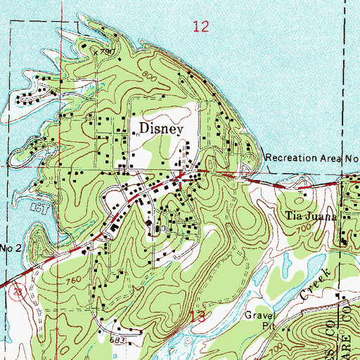 Topographic Map of Disney Post Office, OK