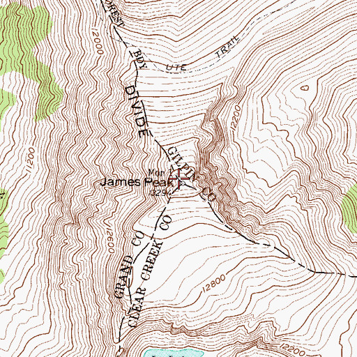 Topographic Map of James Peak, CO
