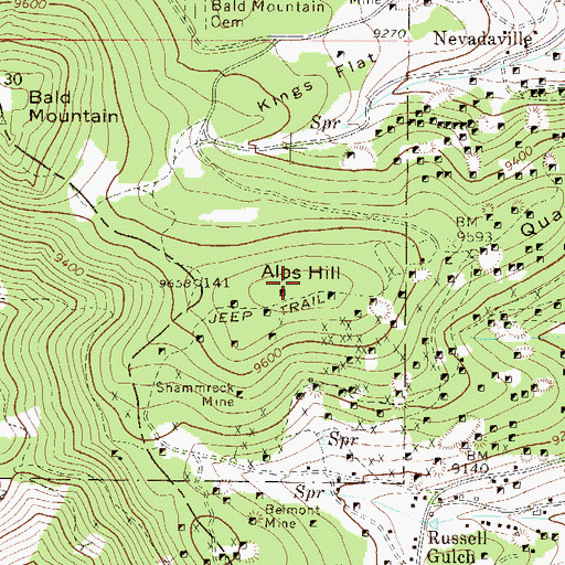 Topographic Map of Alps Hill, CO