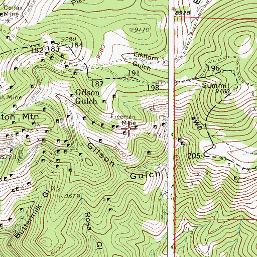 Topographic Map of Freeman Mine, CO