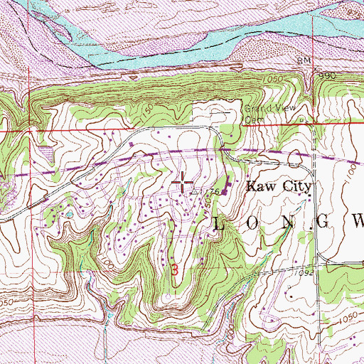 Topographic Map of Kaw City Post Office, OK