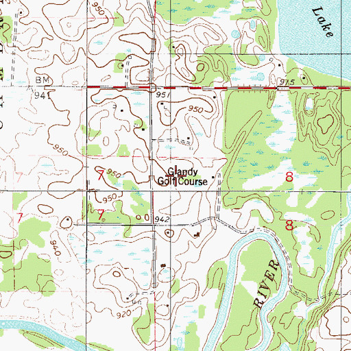 Topographic Map of Grandy Golf Course, MN