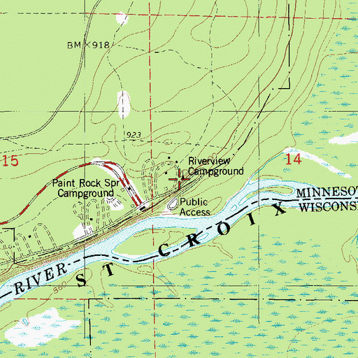 Topographic Map of Riverview Campground, MN