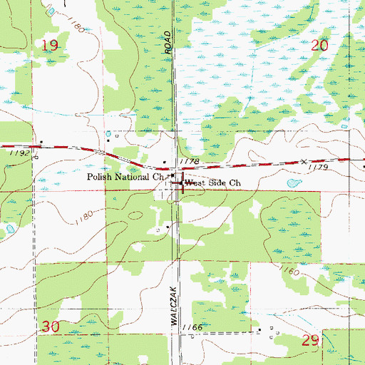 Topographic Map of Polish National Church, MN
