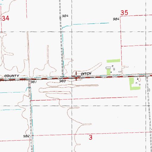 Topographic Map of County Ditch Number Thirtyseven, MN