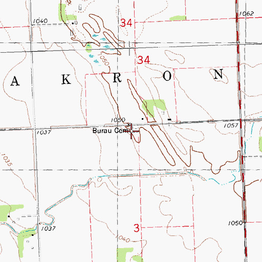 Topographic Map of Burau Cemetery, MN