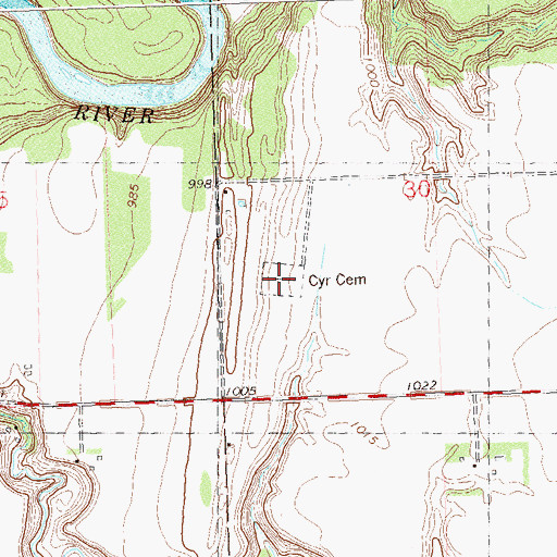 Topographic Map of Cyr Cemetery, MN