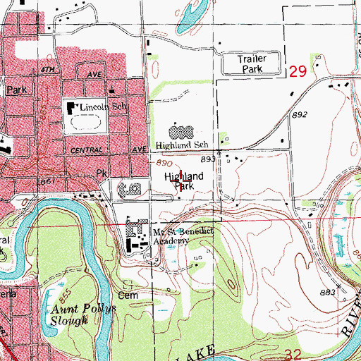 Topographic Map of Highland Park, MN