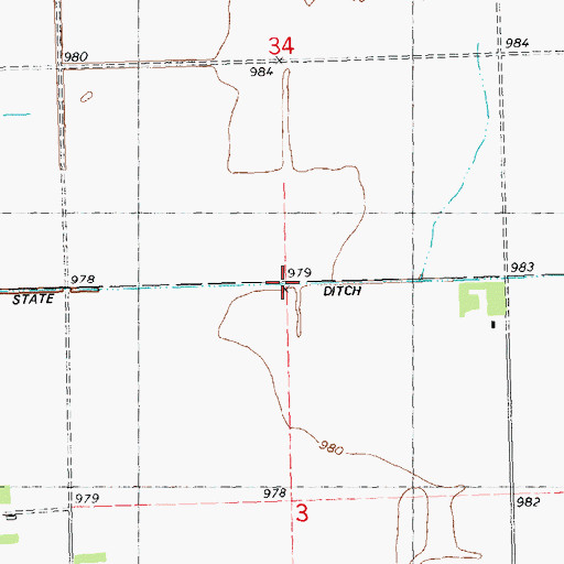 Topographic Map of State Ditch Number Seventeen, MN