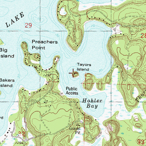 Topographic Map of Tayors Island, MN