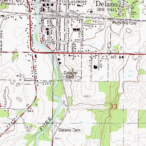 Topographic Map of Calvary Cemetery, MN