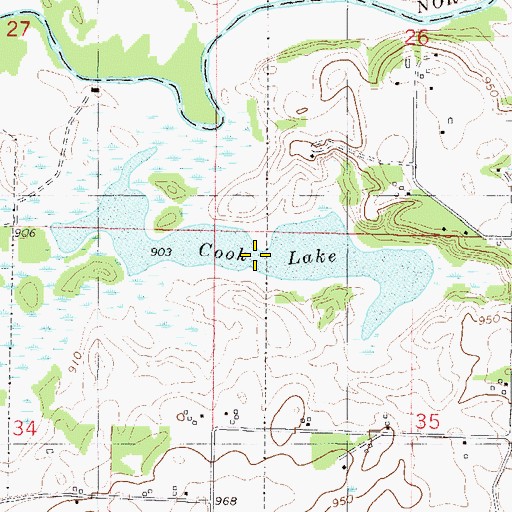 Topographic Map of Cook Lake, MN