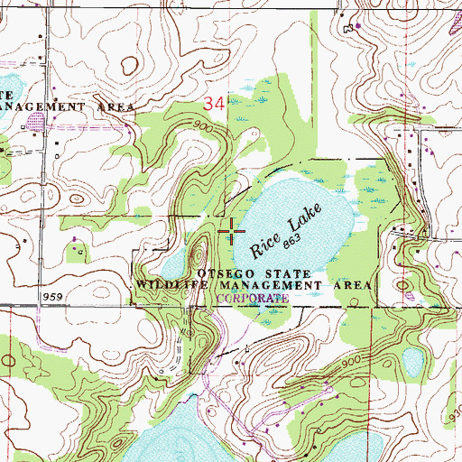Topographic Map of Otsego State Wildlife Management Area, MN