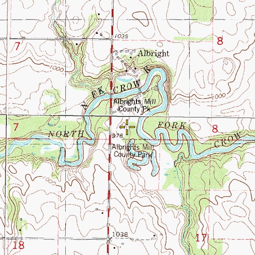 Topographic Map of Albrights Mill County Park, MN