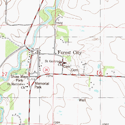 Topographic Map of Saint Gertrude Church, MN