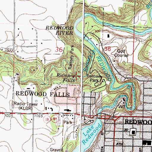 Topographic Map of Ramsey Falls, MN