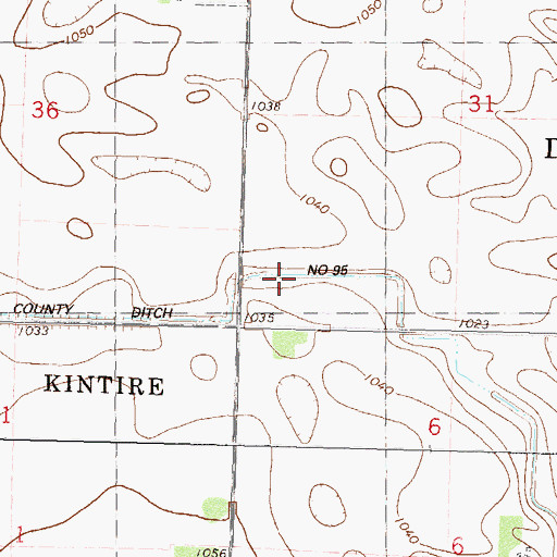 Topographic Map of County Ditch Number Ninetyfive, MN