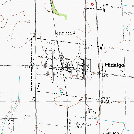 Topographic Map of Hidalgo Post Office, IL