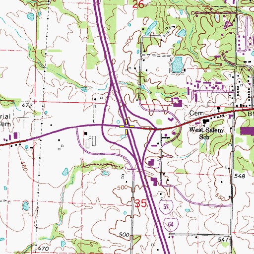 Topographic Map of Interchange 95, IL