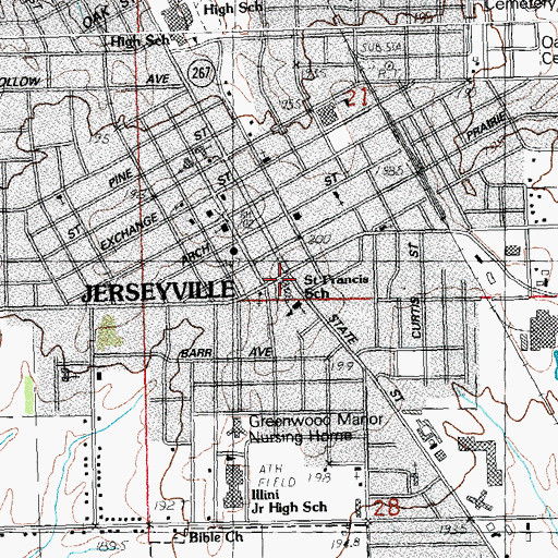 Topographic Map of Saint Francis Xavier Church, IL