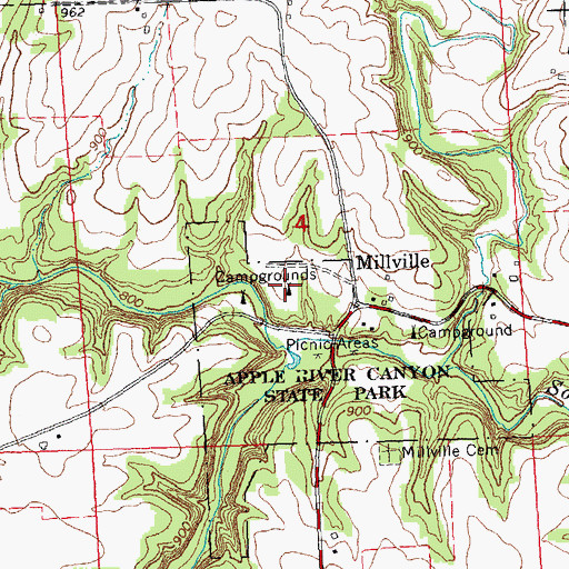 Topographic Map of Canyon Ridge Camping Area, IL