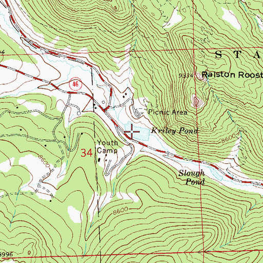 Topographic Map of Kriley Pond, CO