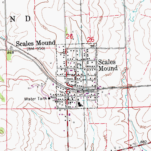 Topographic Map of Scales Mound Historic District, IL
