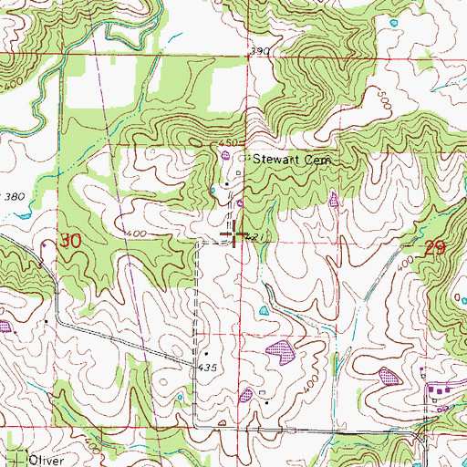 Topographic Map of Oliver School (historical), IL