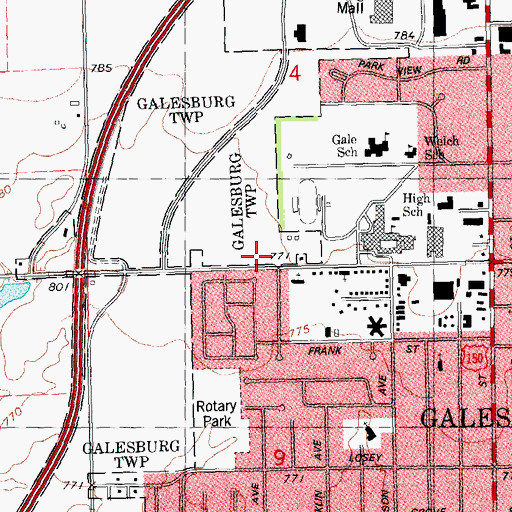 Topographic Map of Galesburg Fire Department Station 3 Freemont, IL