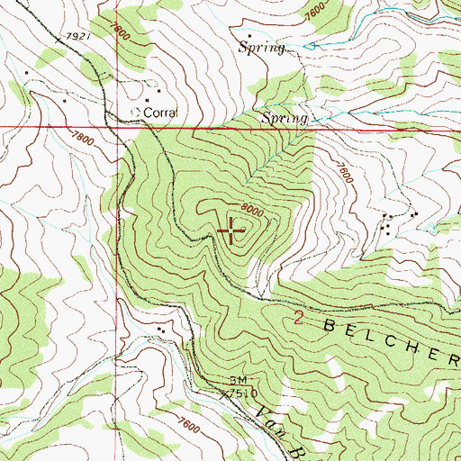 Topographic Map of Belcher Hill, CO
