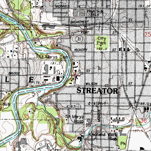 Topographic Map of Streator City Hall, IL