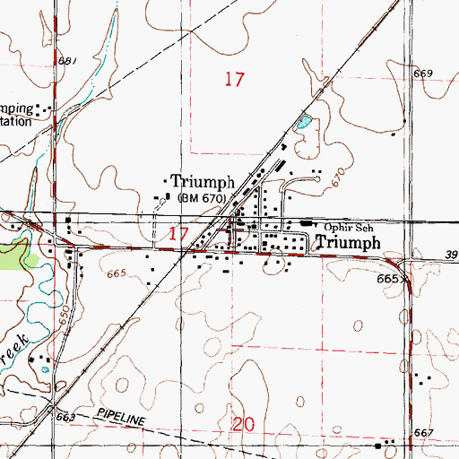 Topographic Map of Triumph Post Office, IL