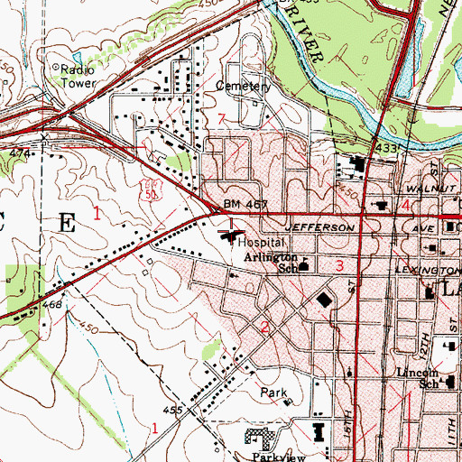 Topographic Map of Lawrence County Memorial Hospital, IL