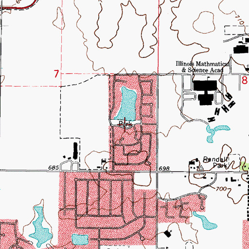 Topographic Map of Foxcroft Park, IL