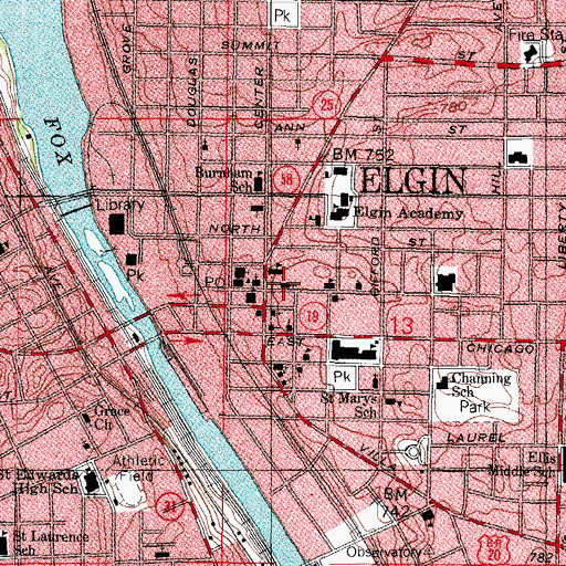 Topographic Map of Saint Joseph Roman Catholic Church, IL