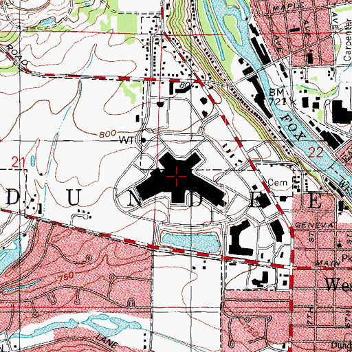 Topographic Map of Spring Hill Mall Shopping Center, IL