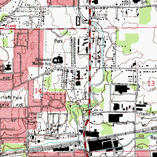 Topographic Map of Village Mart Shopping Center, IL