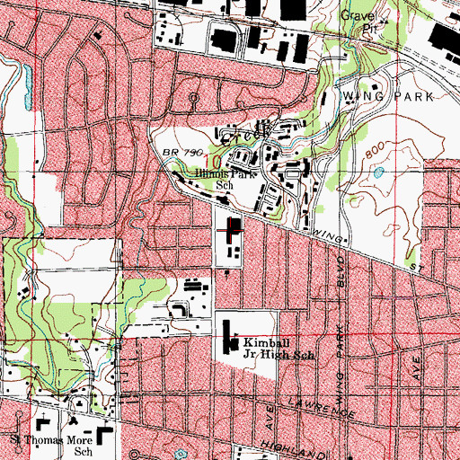 Topographic Map of Wing Park Manor Shopping Center, IL