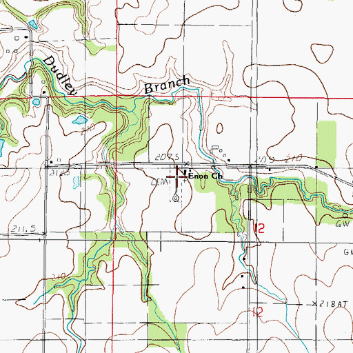 Topographic Map of Enon Cemetery, IL