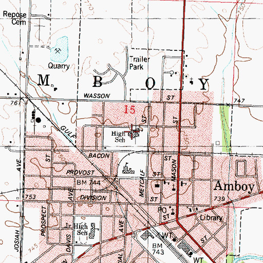 Topographic Map of Amboy High School, IL