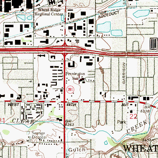 Topographic Map of Pennington Elementary School, CO