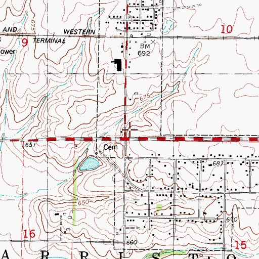 Topographic Map of Homestead Park, IL