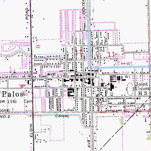 Topographic Map of Dos Palos City Hall, CA