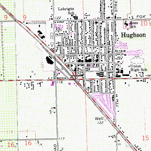 Topographic Map of Hughson Post Office, CA