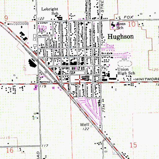 Topographic Map of Hughson Elementary School, CA