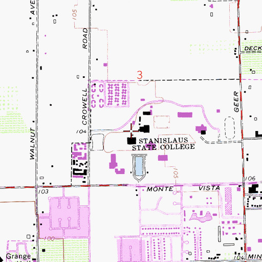 Topographic Map of Stanislaus Library, CA