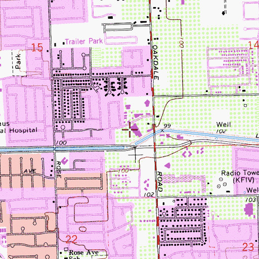 Topographic Map of Oakmoor Plaza Shopping Center, CA
